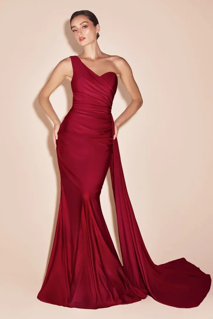 VESTIDO  SIRENA LICRA AUN HOMBRO TINTO  MOD. PT004