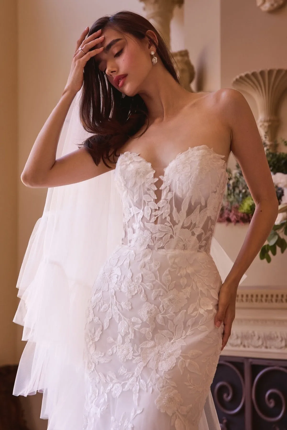VESTIDO NOVIA SIRENA CON CUADA STRAPLE MANGA DESMONTABLE MOD. WL033, vista 2