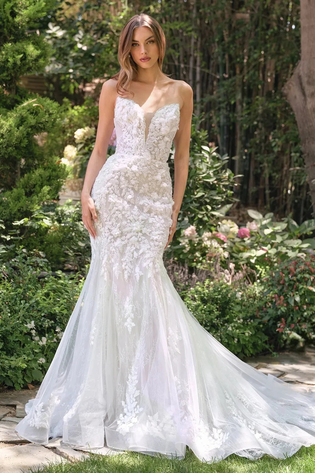 Vestido de novia blanco con encaje WL088