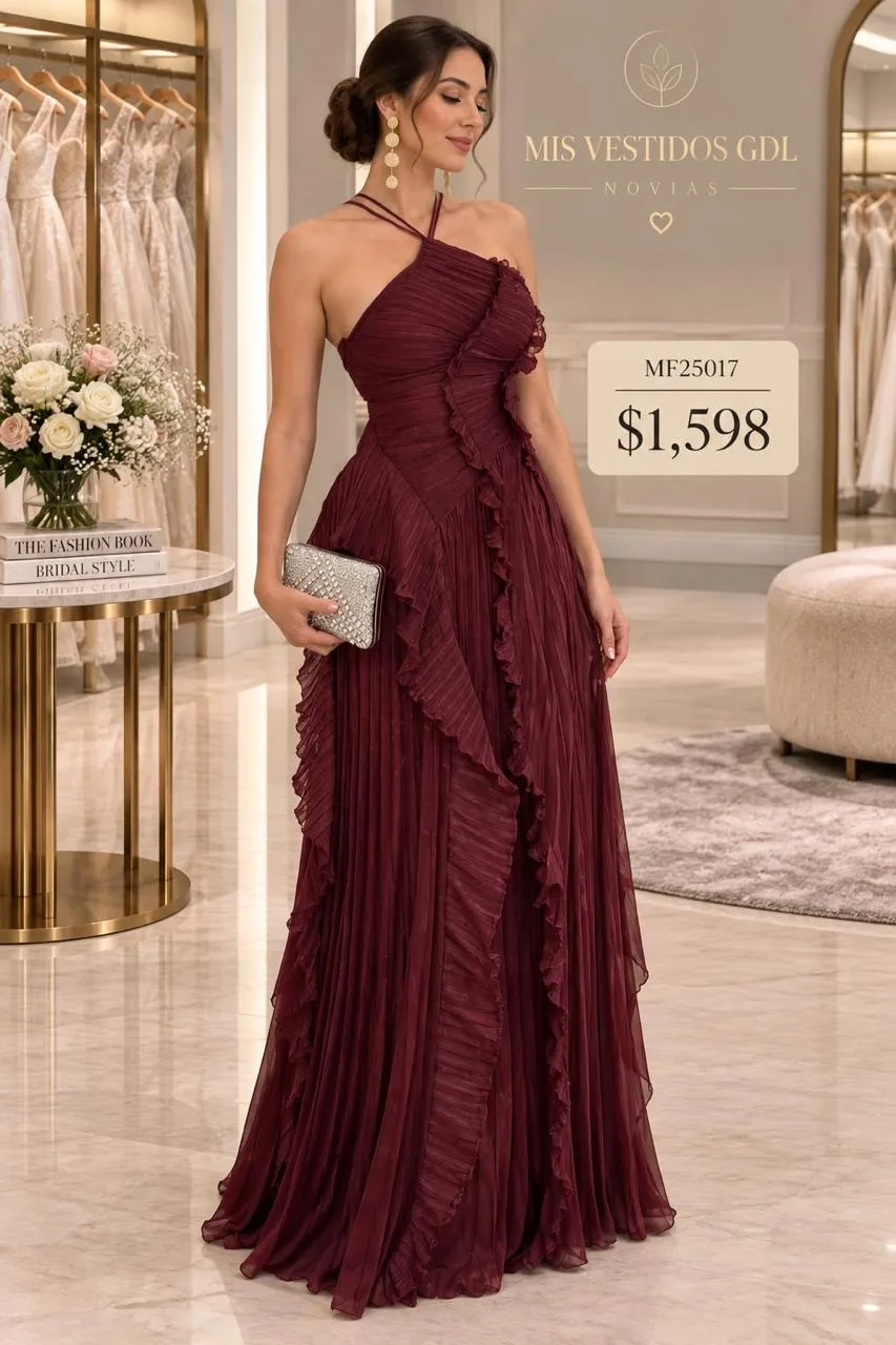 VESTIDO TINTO HALTER DRAPEADO MF25017