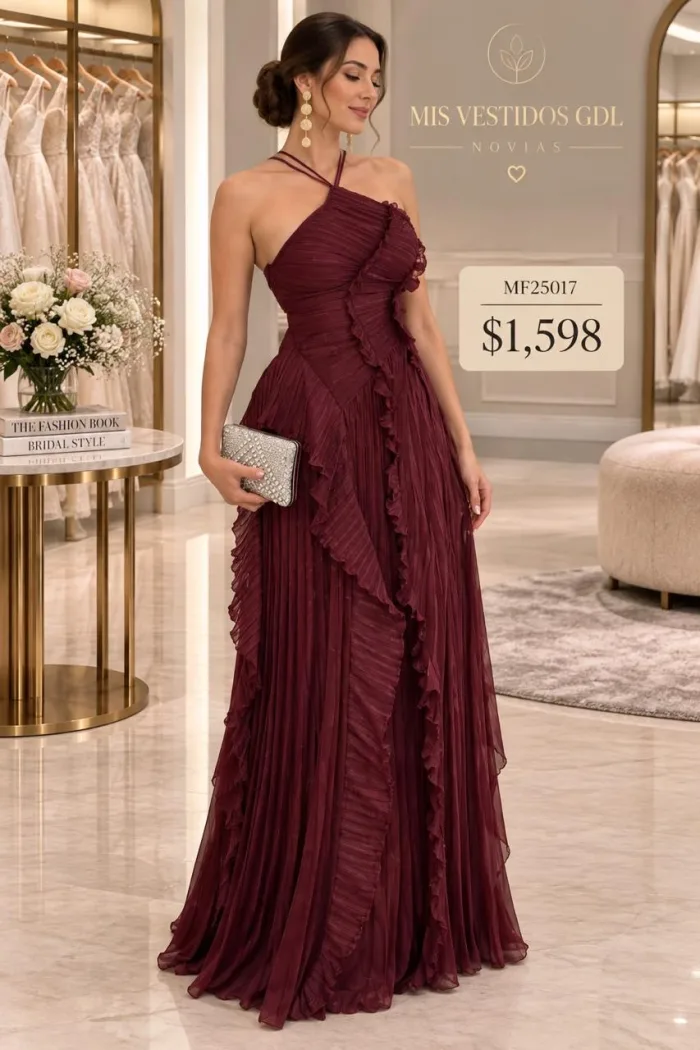 VESTIDO TINTO HALTER DRAPEADO MF25017