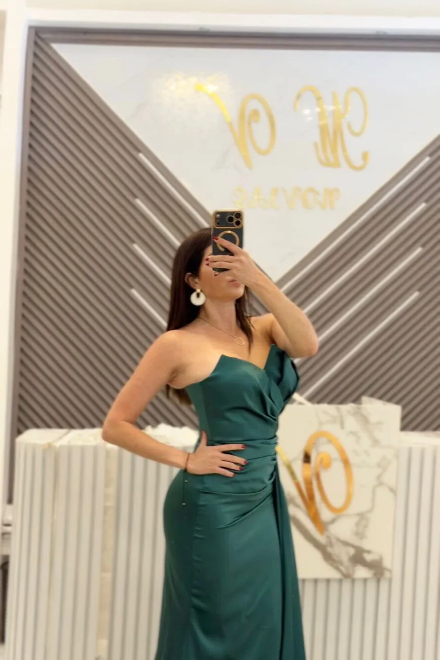 VESTIDO VERDE ESMERALDA STRAPLE