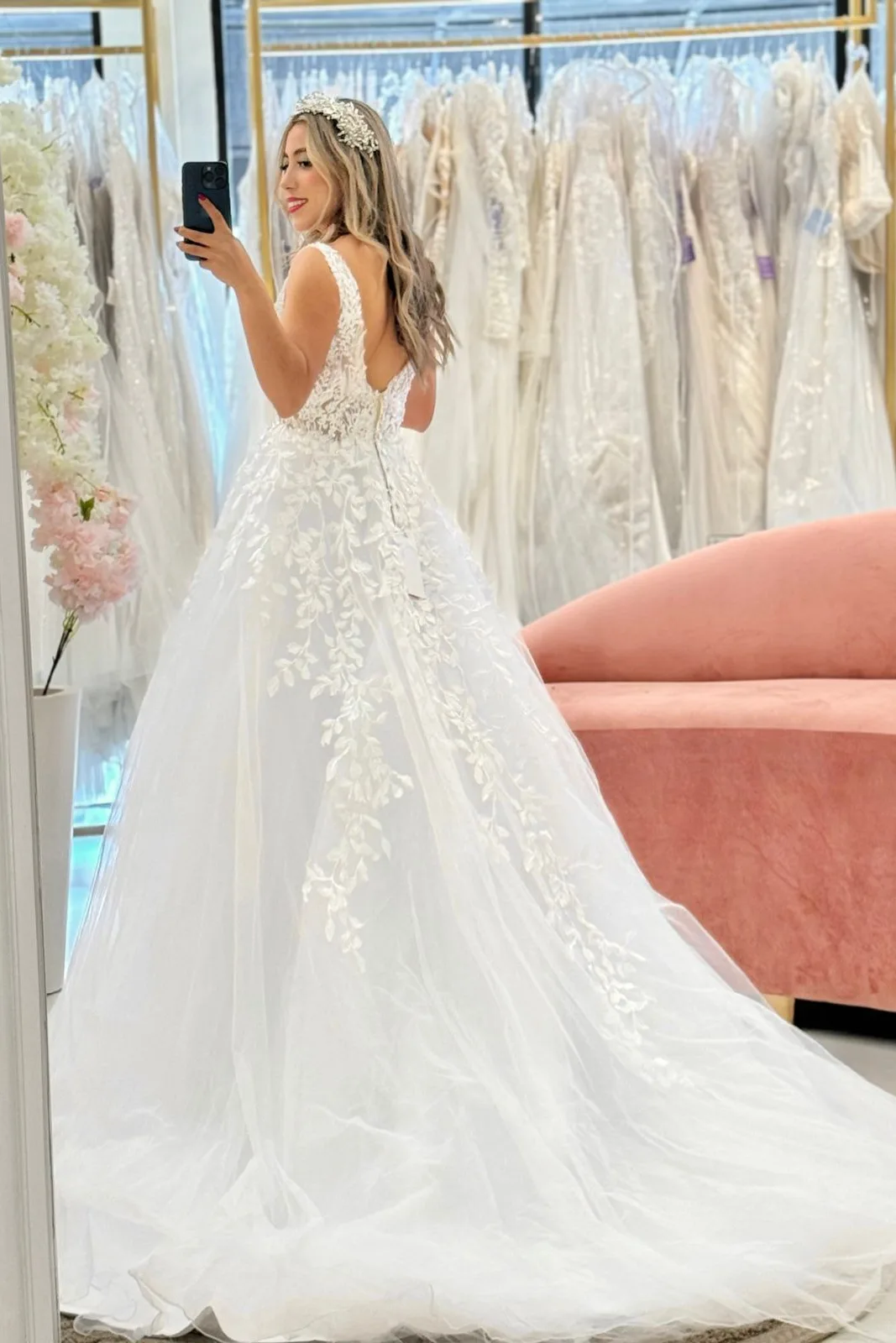 Vestido , corte, princesa, de tirante grueso bordado en la parte alta, vista 2