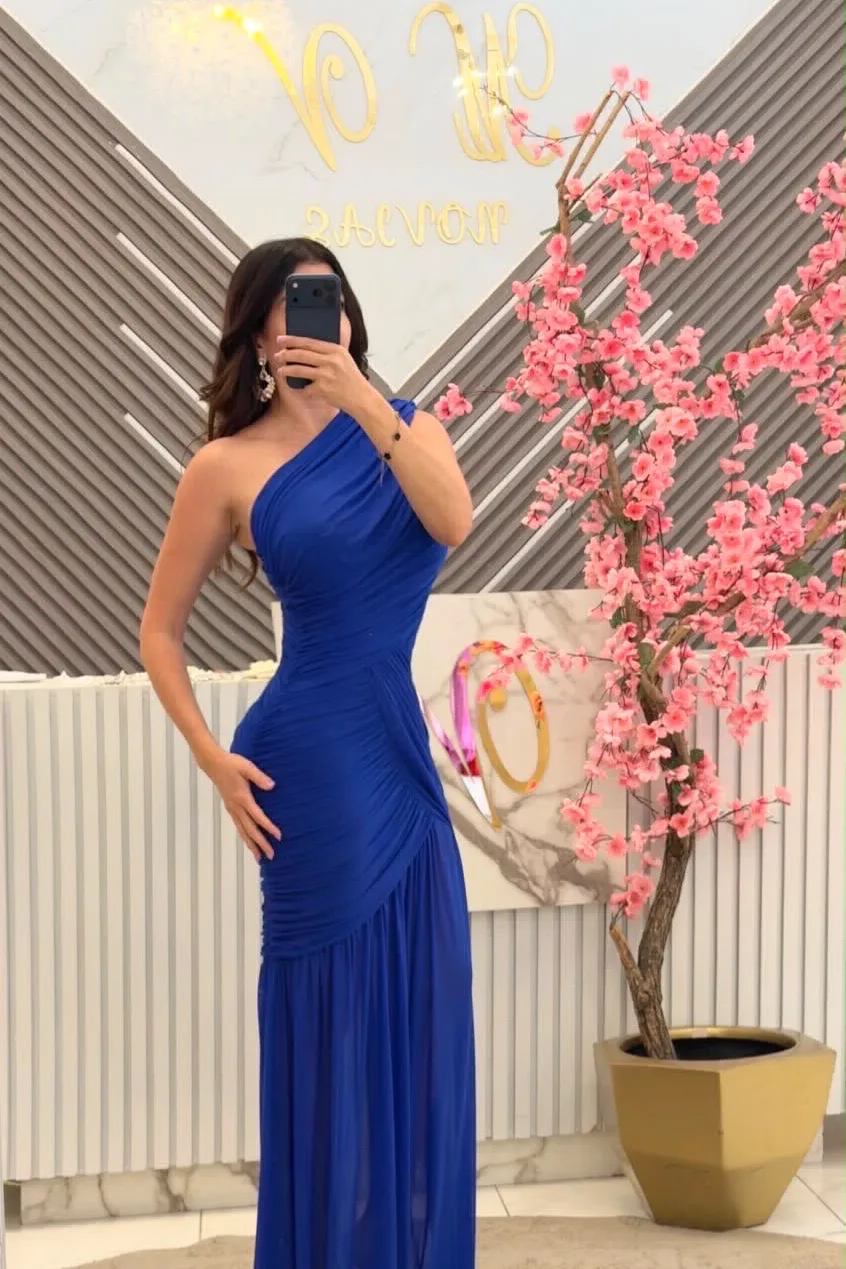 VESTIDO AZUL REY, PLIZADO, vista 2