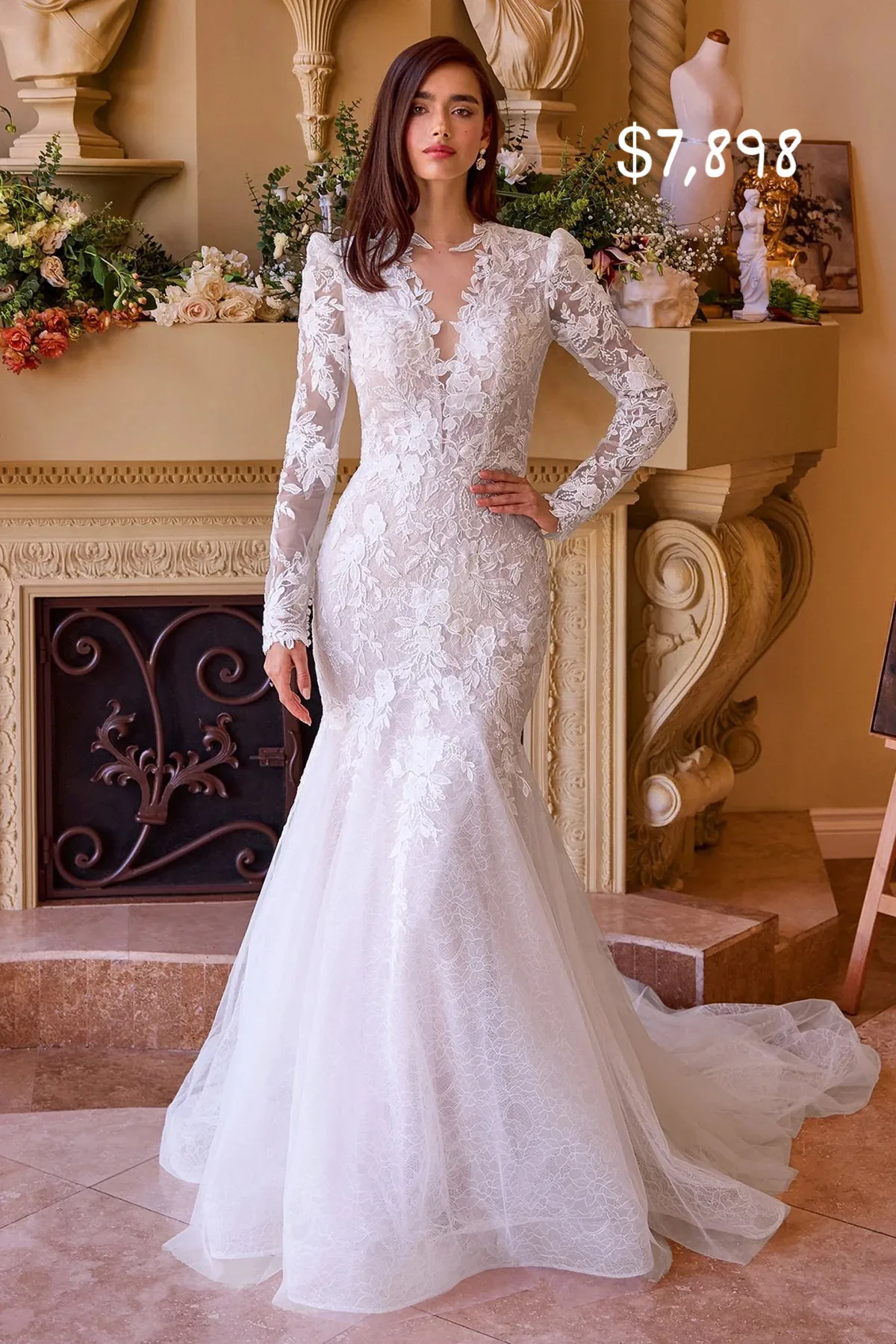 Vestido de novia blanco de encaje WL036