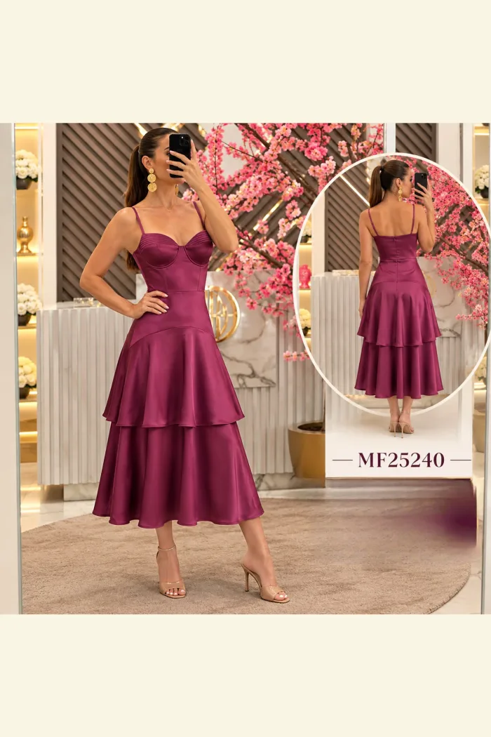 Vestido mili, Magenta satin