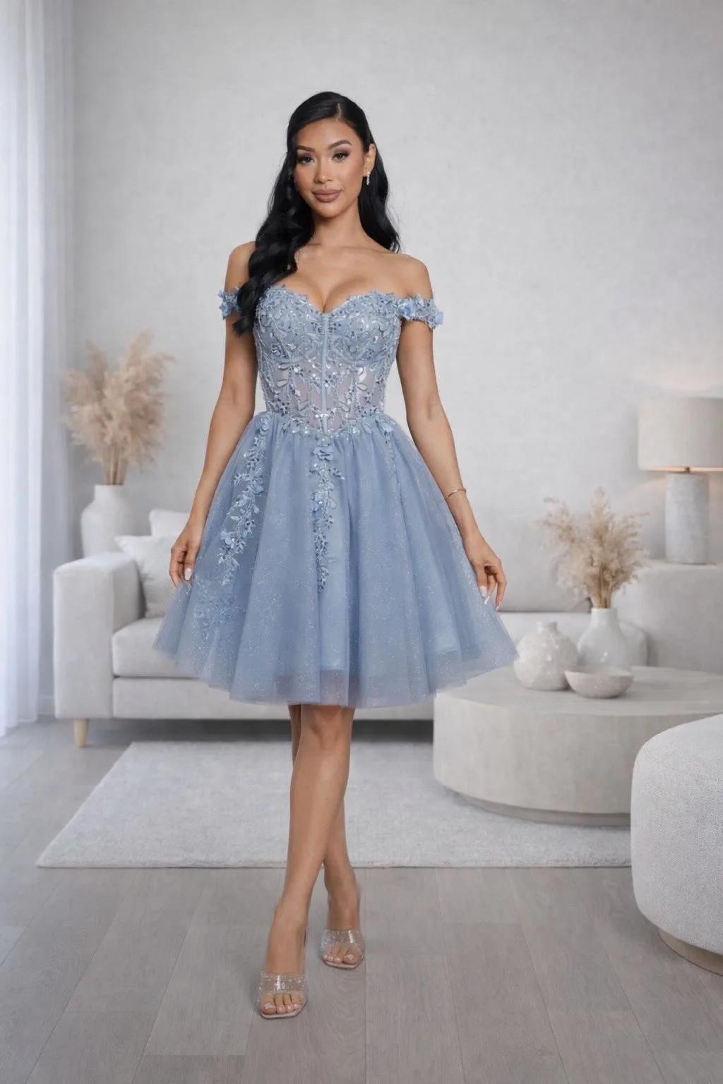 VESTIDO DUSTY BLUE CORTE CAMPECINO