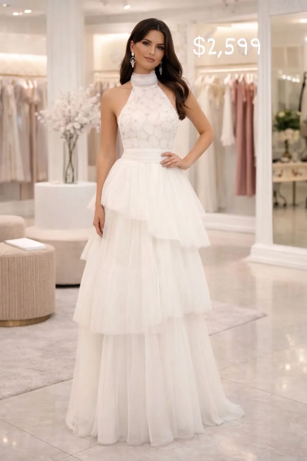 VESTIDO DE NOVIA HALTER DE TUL