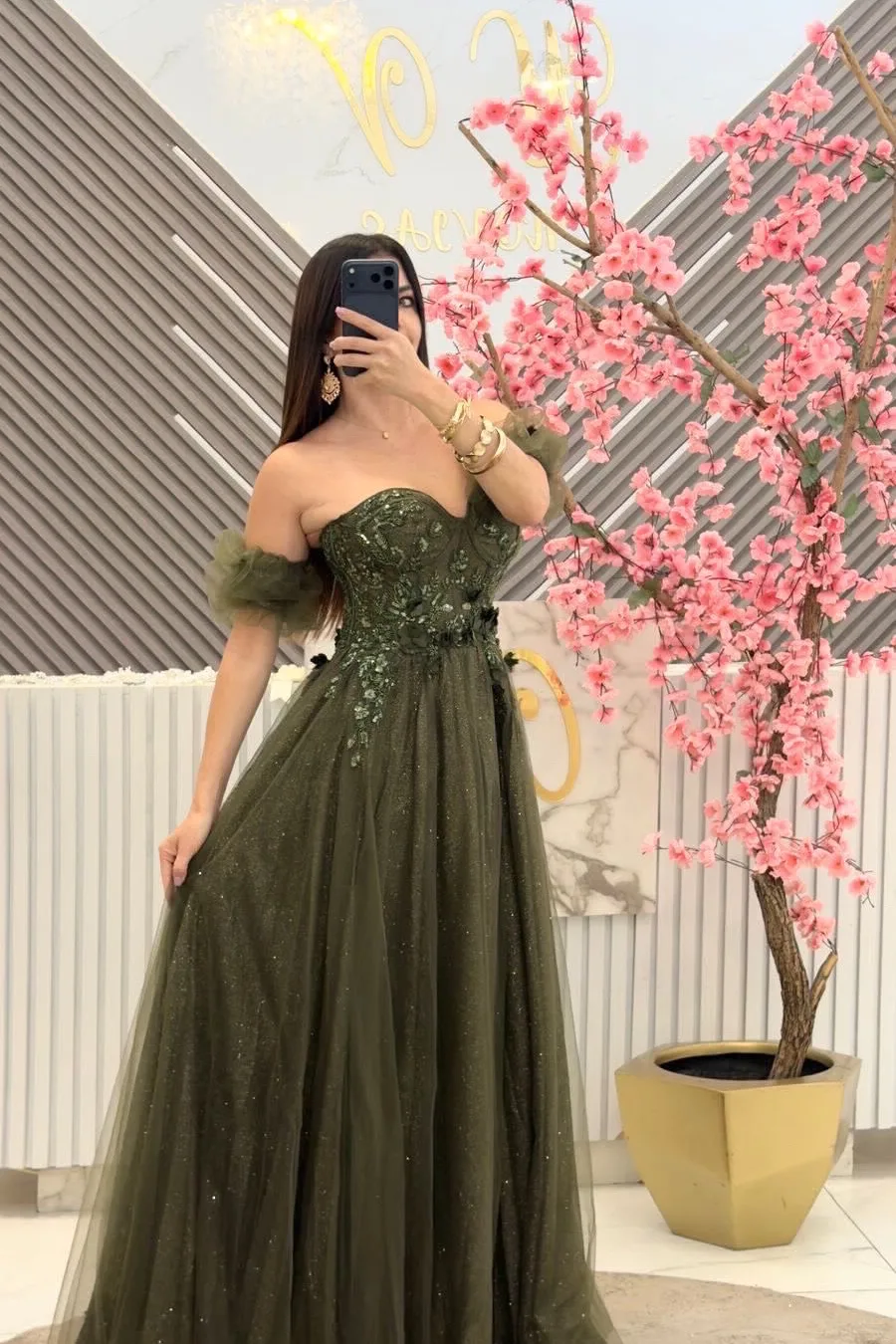 VESTIDO VERDE OLIVO CON MANGAS DESMONTABLES, vista 2