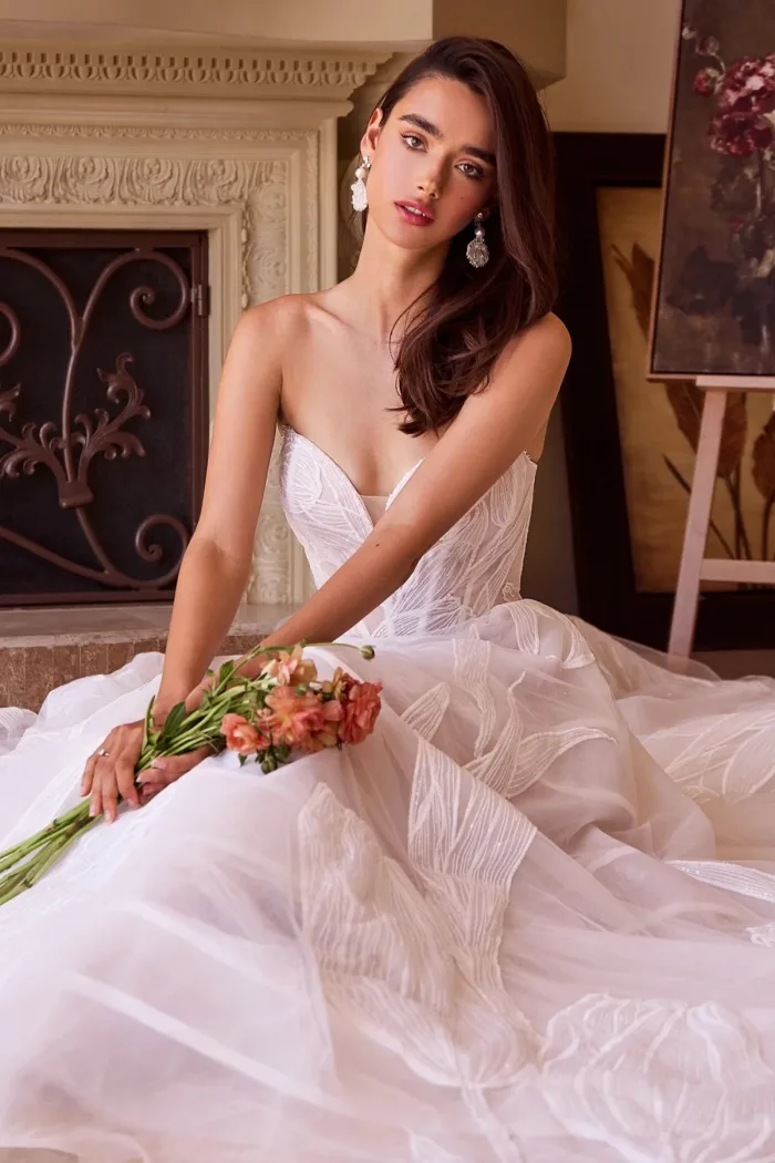 Vestido de novia blanco con bordado WL043