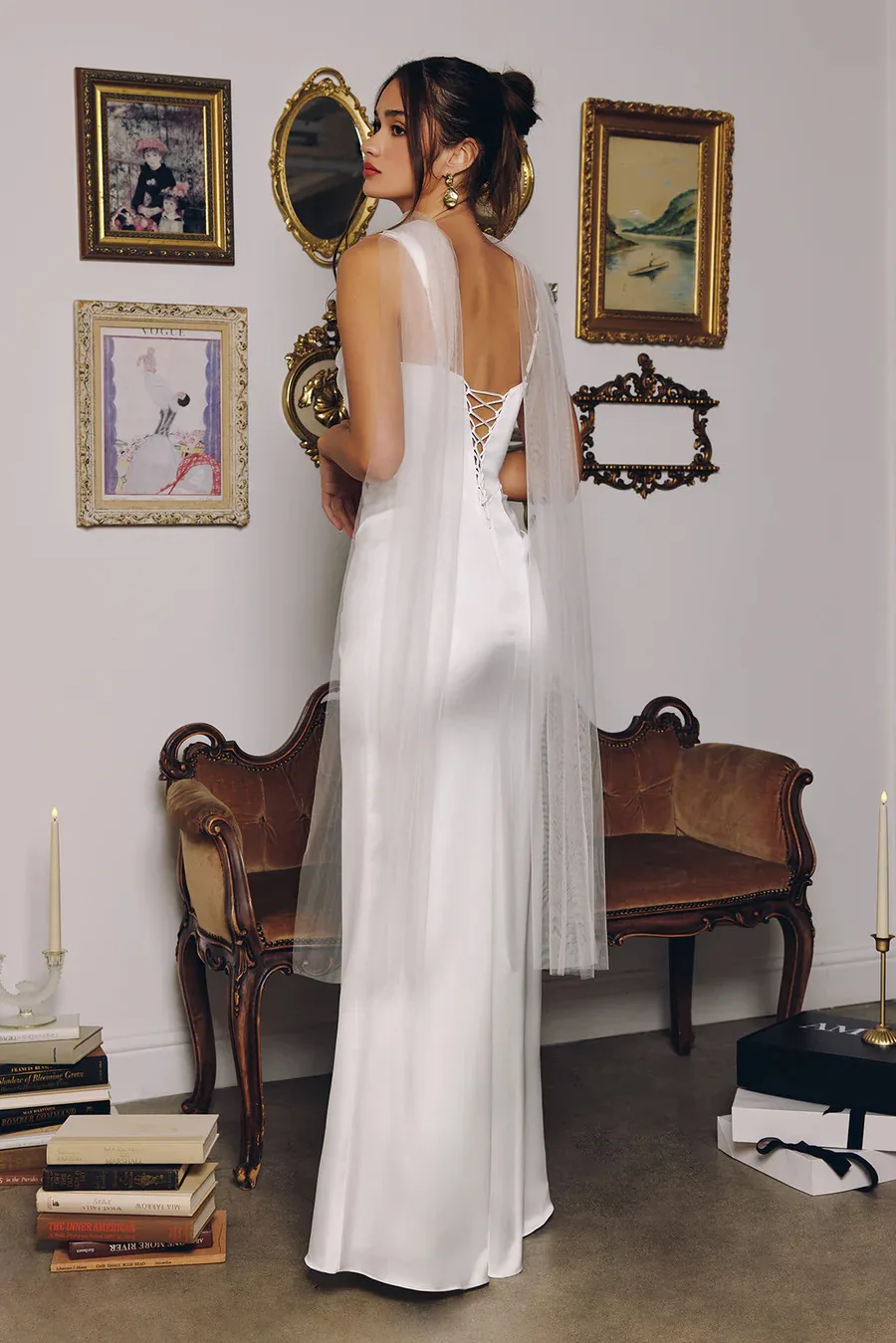 VESTIDO DE NOVIA SATINADO CON CORSET T729W, vista 2