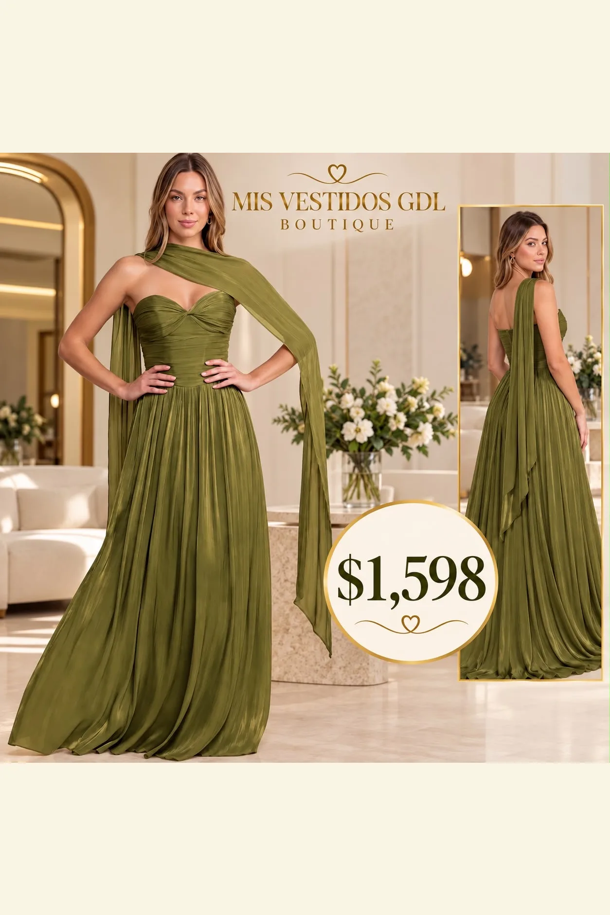VESTIDO VERDE OLIVO