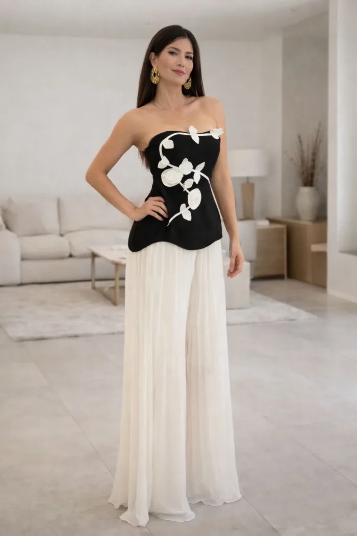 CONJUNTO COLOR BLANCO CON NEGRO