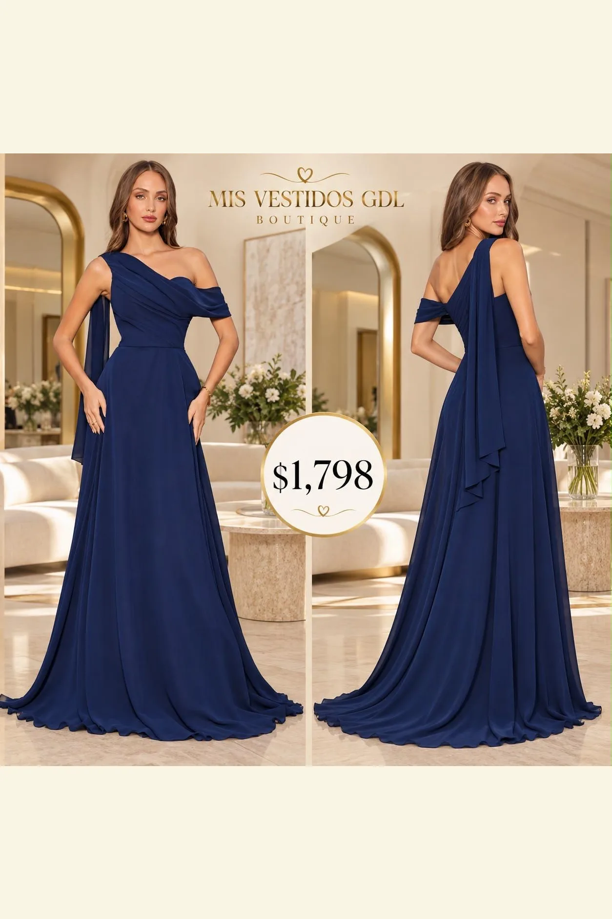 VESTIDO AZUL ASIMÉTRICO