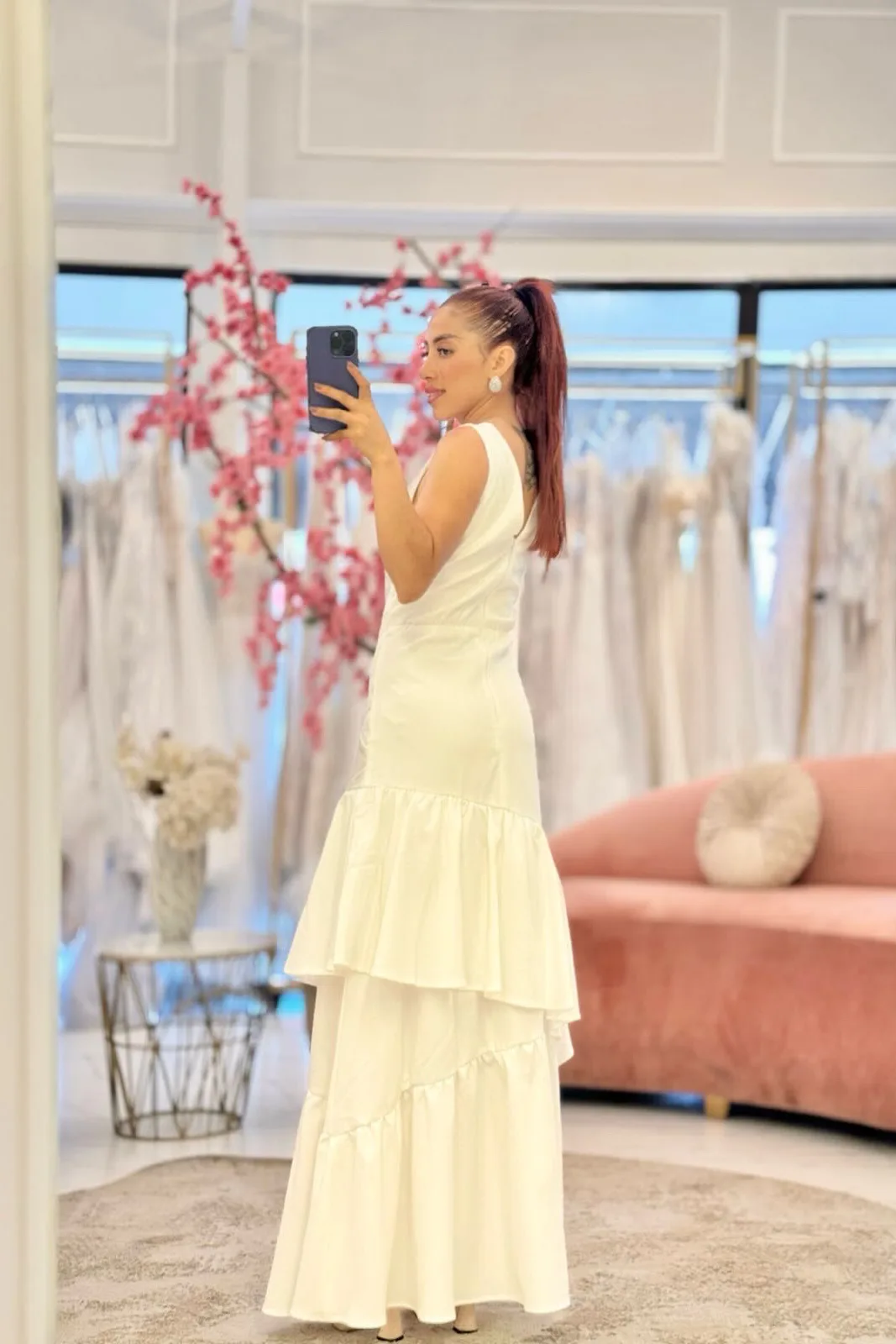 VESTIDO MIDI BLANCO ESCITE EN V ASIMÉTRICO PASTELONES, vista 2