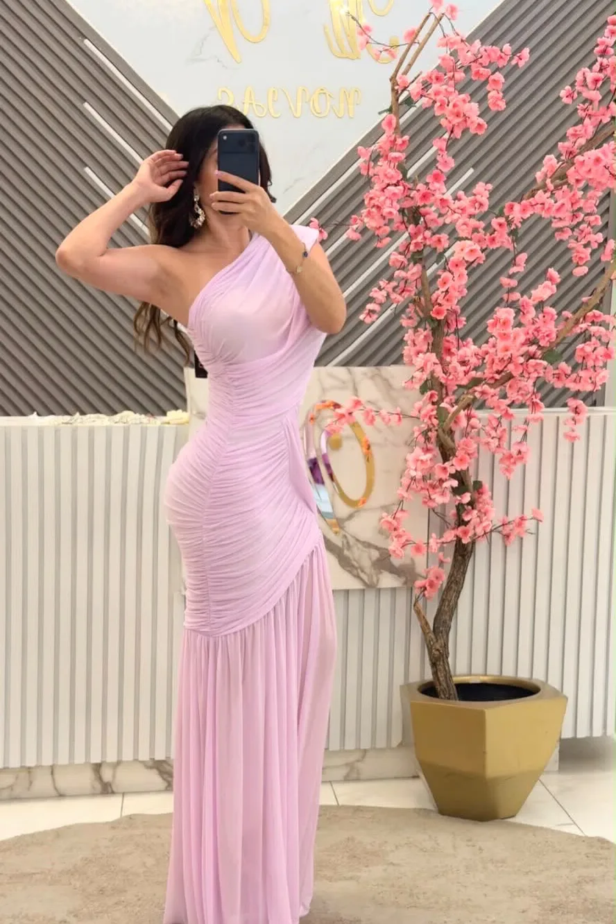 VESTIDO COLOR LILA, PLIZADO, vista 2