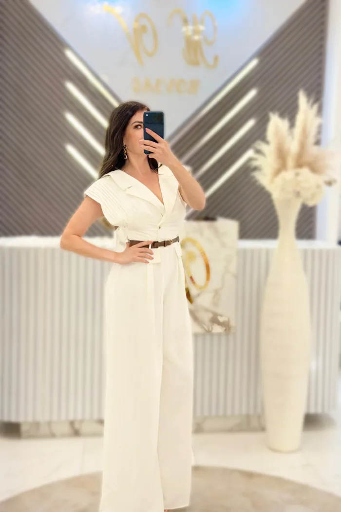 PALAZO BLANCO COM CINTURON
