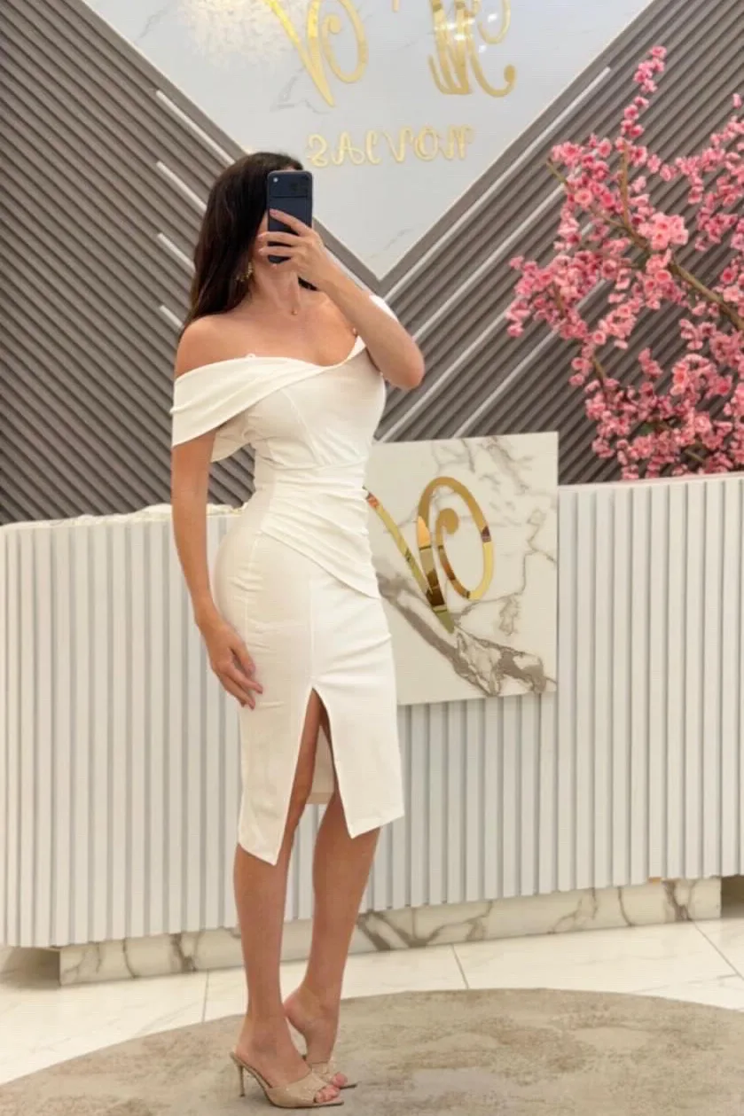 VESTIDO MIDI BLANCO CORTE CAMPECINO, vista 2