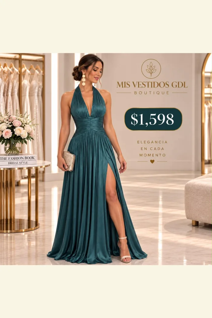 VESTIDO HALTER ABIERTA EN PIERNA