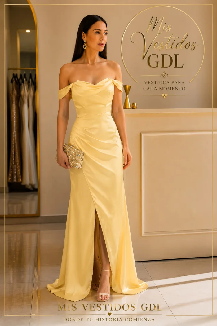 Mis Vestidos GDL vestido de fiesta amarillo