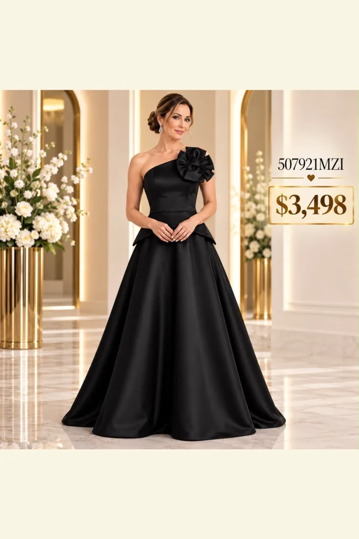 VETIDO DE GALA CON FLOR EN HOMBRO 507921MZI
