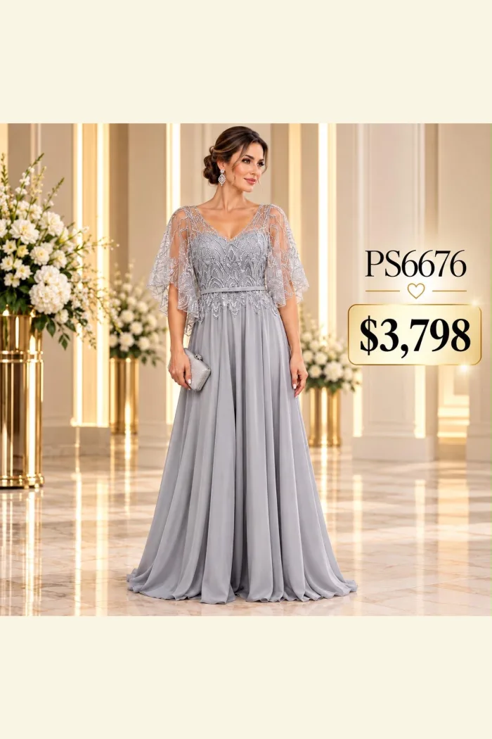 VESTIDO GRIS PLATA PS6676