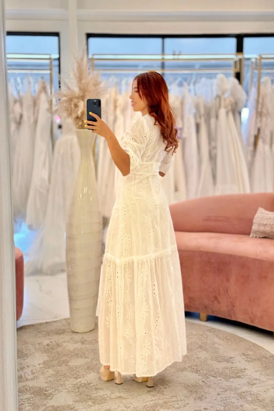 VESTIDO MIDI BLANCO MANGA CORTA, vista 2