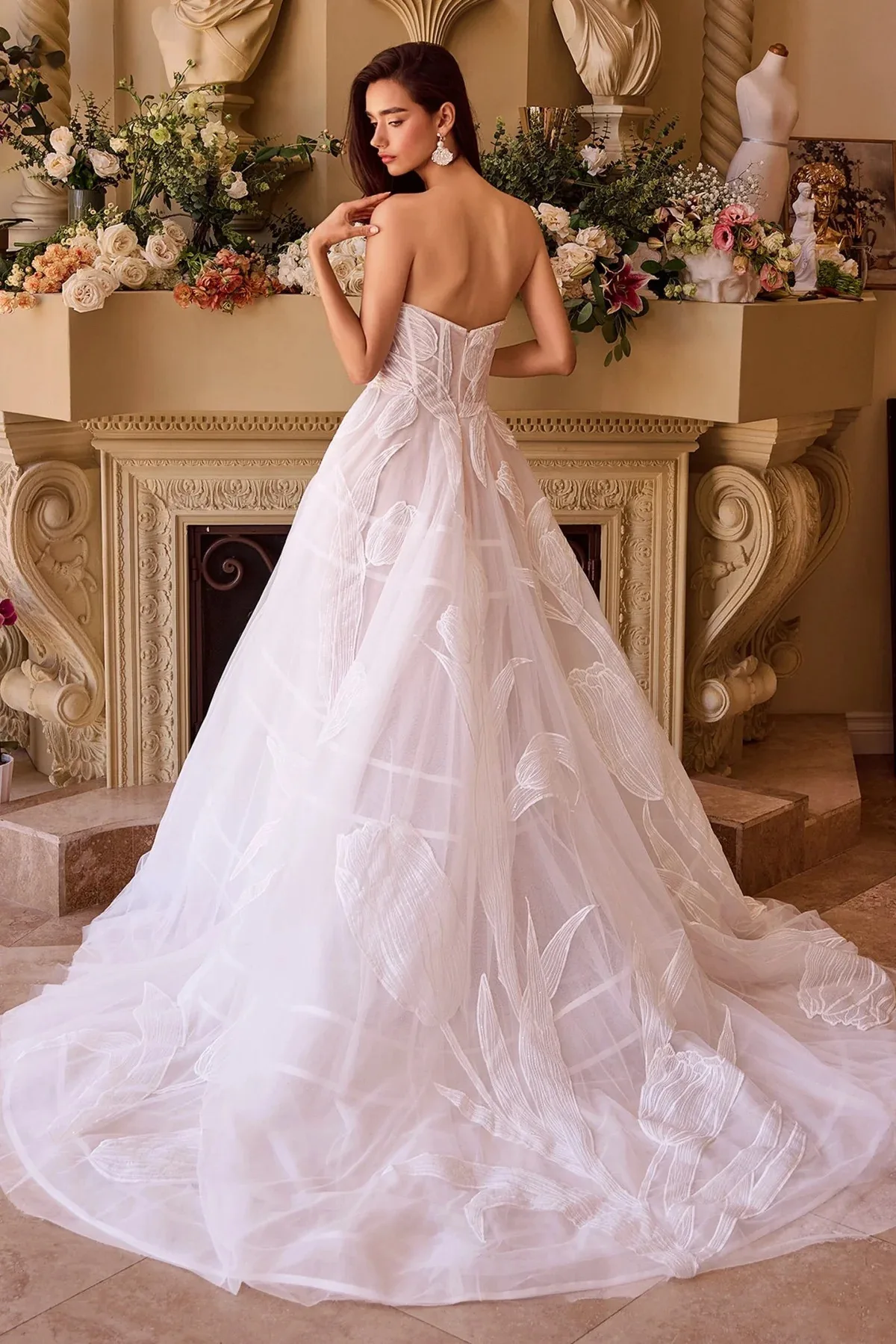 Vestido de novia blanco con bordado WL043, vista 2