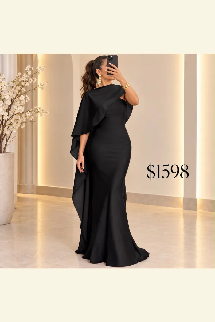 VESTIDO TINTO STRAPLE CON CAPA