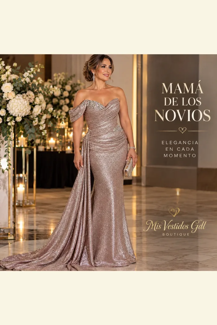 Vestido oro, Dorado con Cauda