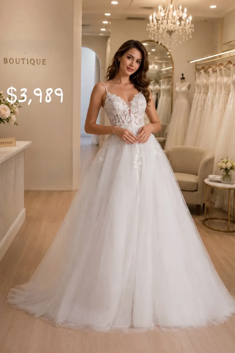 Vestido novia con aplicaciones en corte A
