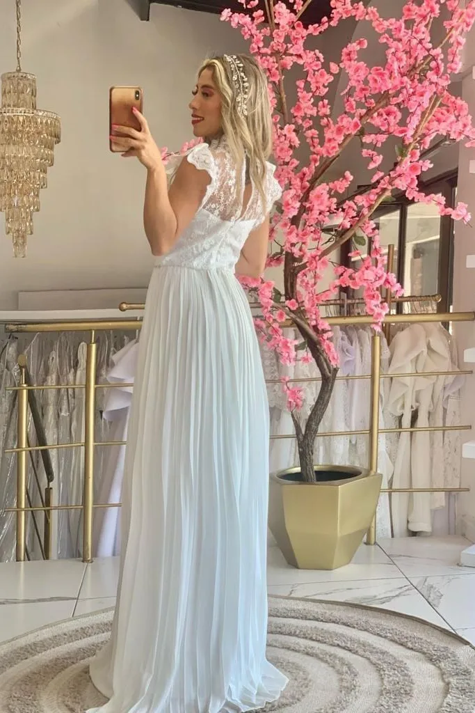 VESTIDO MAXY BLANCO CUELLO ALTO, vista 2