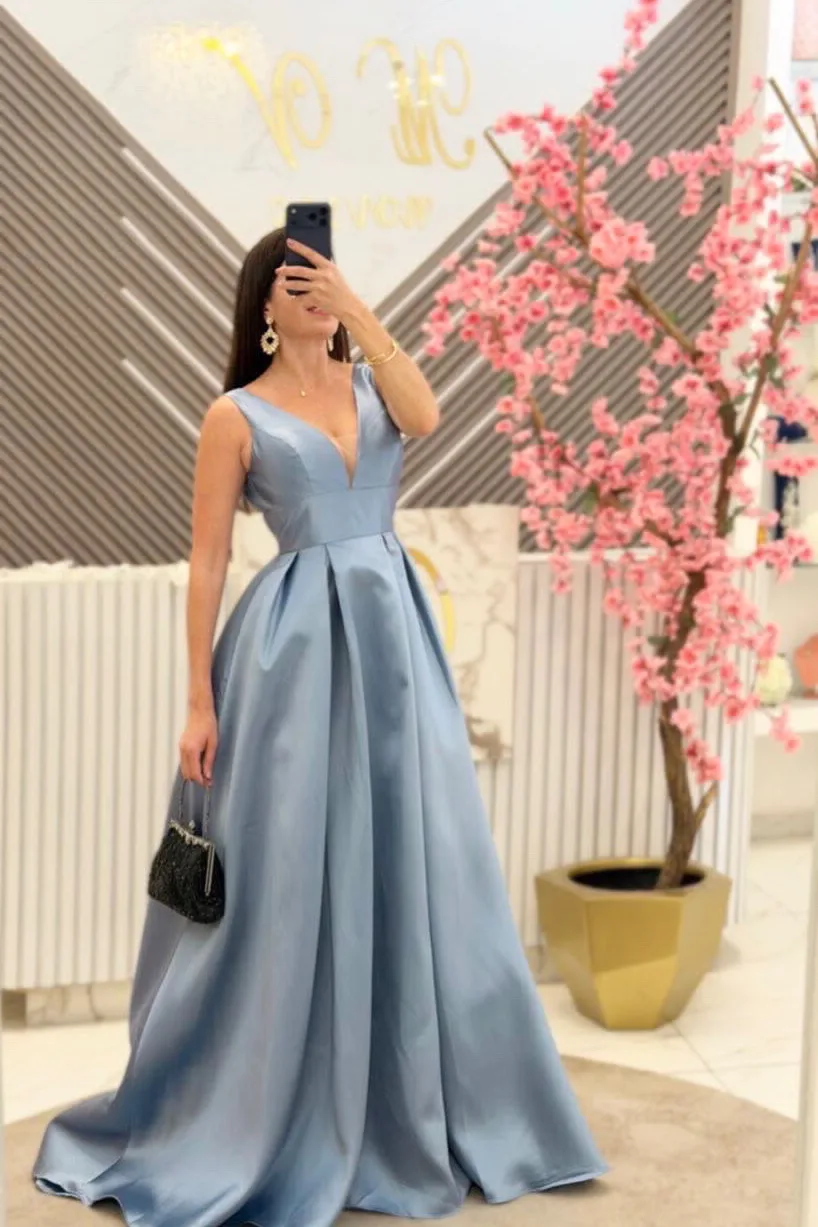 VESTIDO DUSTY BLUE, EN CORTE A, vista 3
