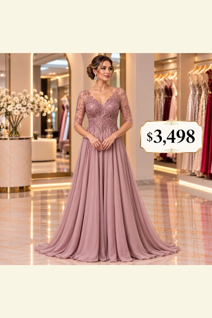 Vestido Rosa Palo con Encaje