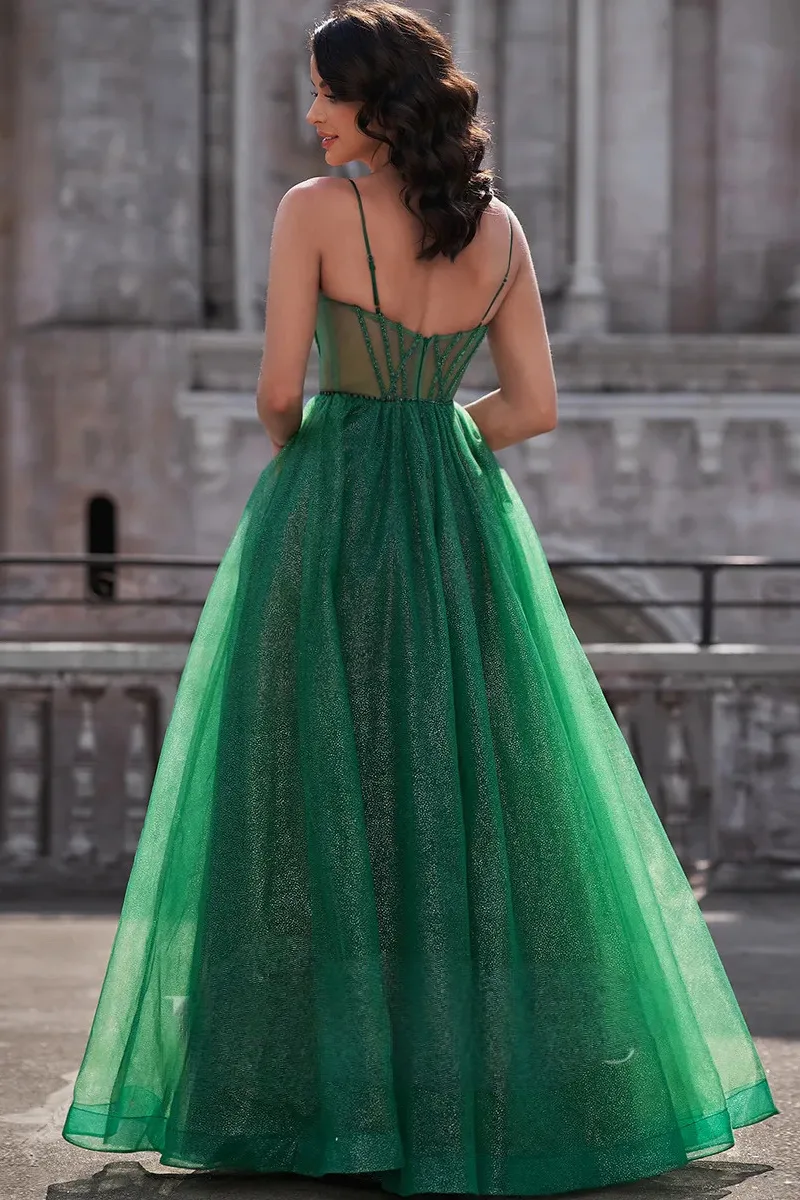 Vestido Verde , Esmeralda con purpurina, vista 2