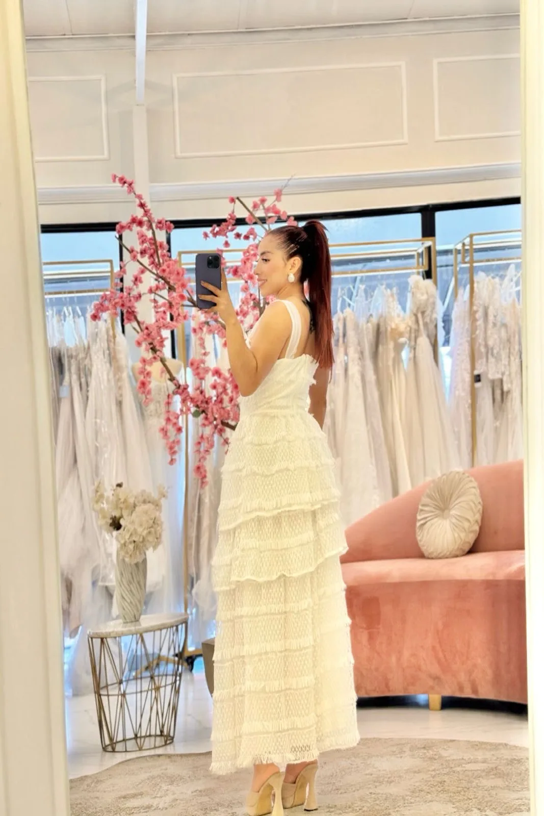 VESTIDO MIDI BLANCO ENCAJE PASTELONES, vista 2