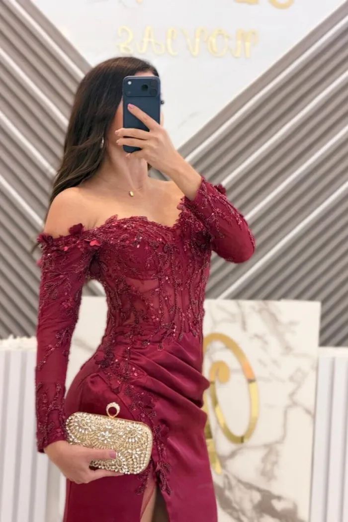 VESTIDO TINTO CON MANGAS