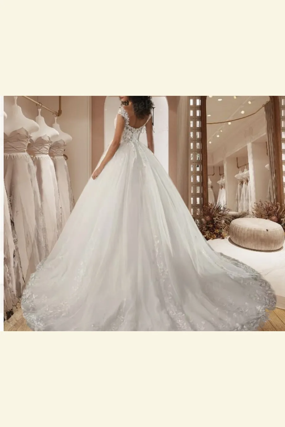 Vestido de novia, cuello en v Hombro descubierto., vista 2
