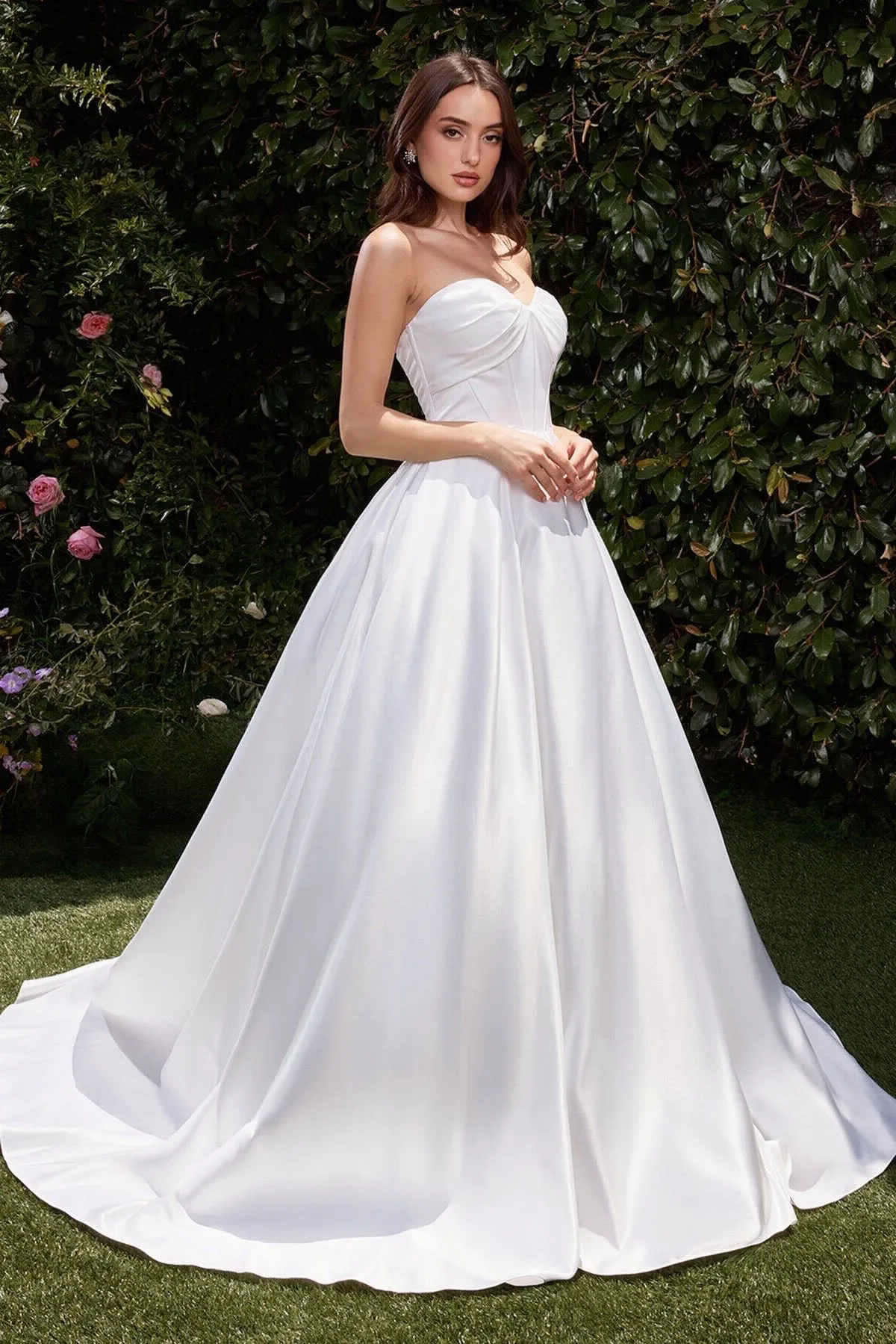 VESTIDO NOVIA RAZO STRAPLE CORTE PRINCESA CORSET MOD. CDS512W, vista 2