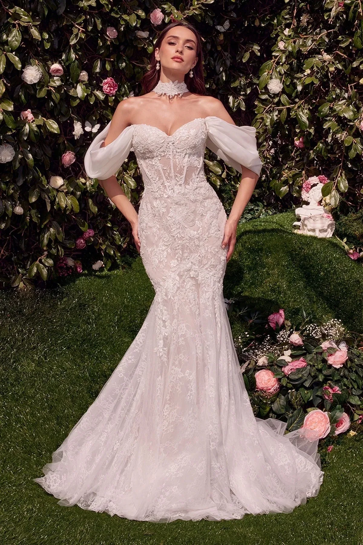 VESTIDO DE NOVIA CORTE SIRENA CON MANGAS DESMONTABLES WL031