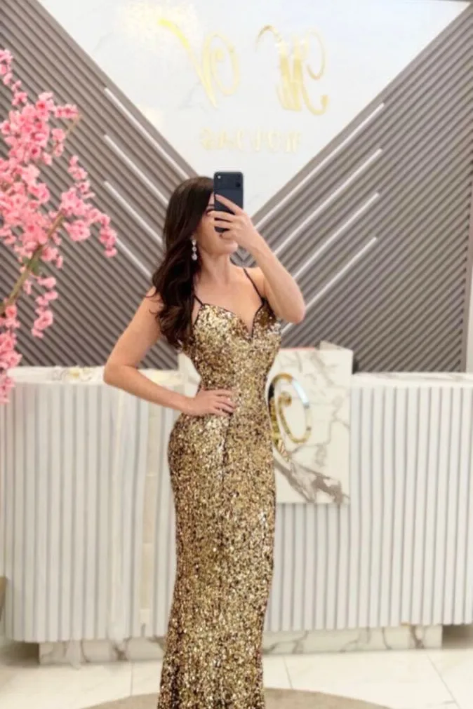 VESTIDO DORADO CON TIRANTES
