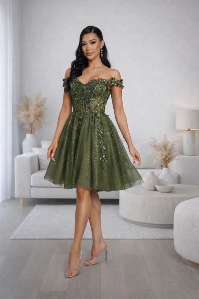VESTIDO VERDE OLIVO CORTE CAMPECINO