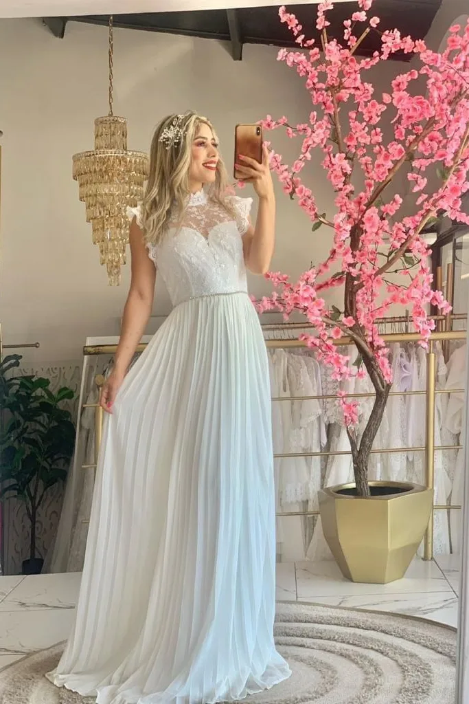 VESTIDO MAXY BLANCO CUELLO ALTO