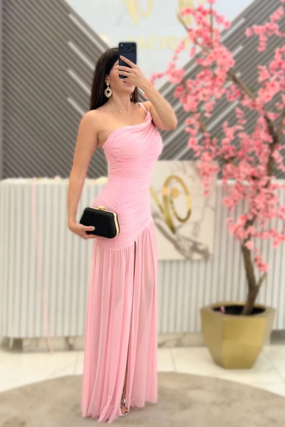 VESTIDO ROSA PLIZADO