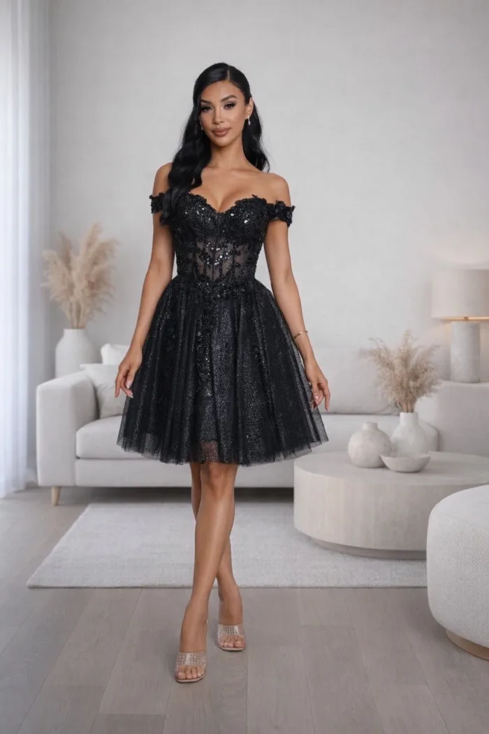 VESTIDO NEGRO CORTE CAMPECINO