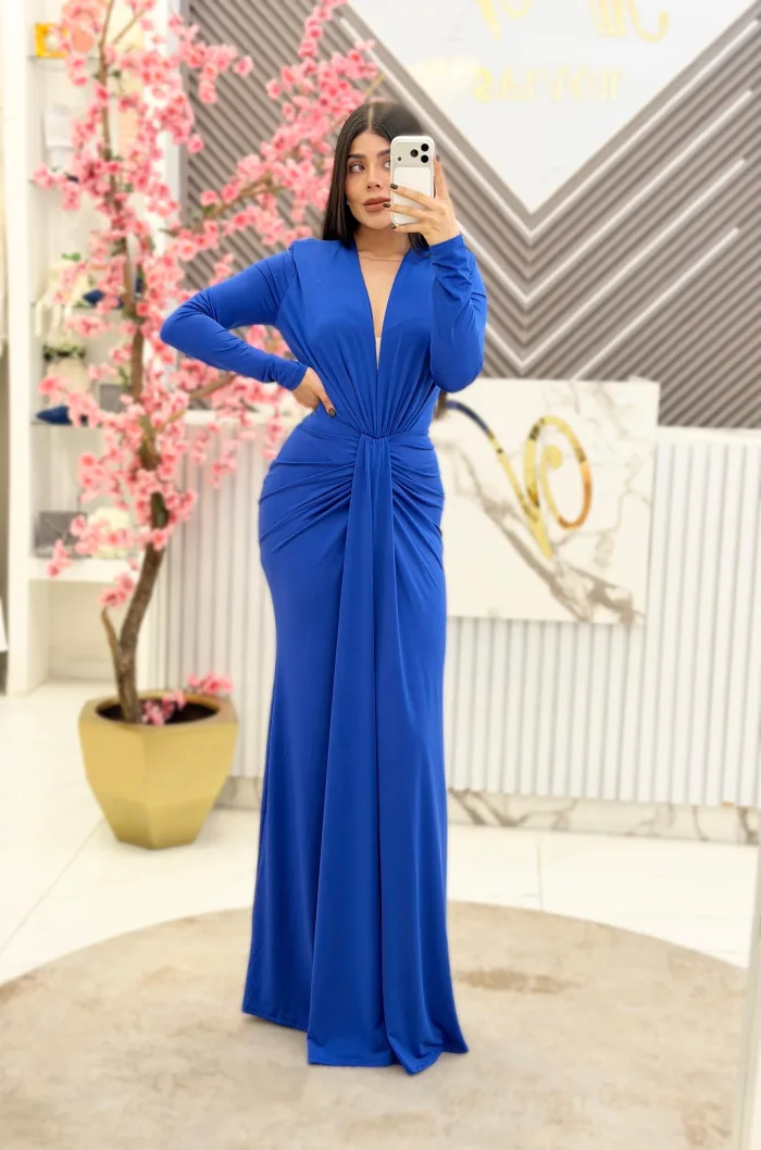 VESTIDO AZUL CON MANGAS