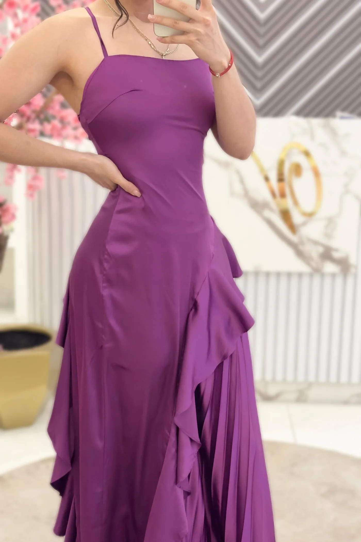 VESTIDO COLOR UVA CON PLIZADO, vista 3