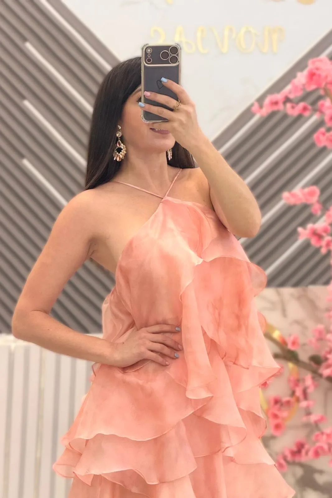 VESTIDO COLOR ROSA CON OLANES, vista 2