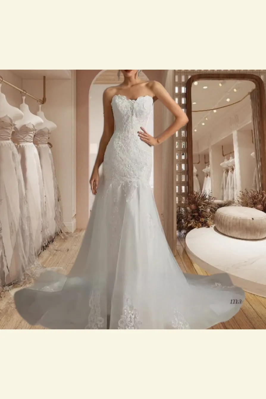 Vestido de novia, corte sirena estraple, vista 2