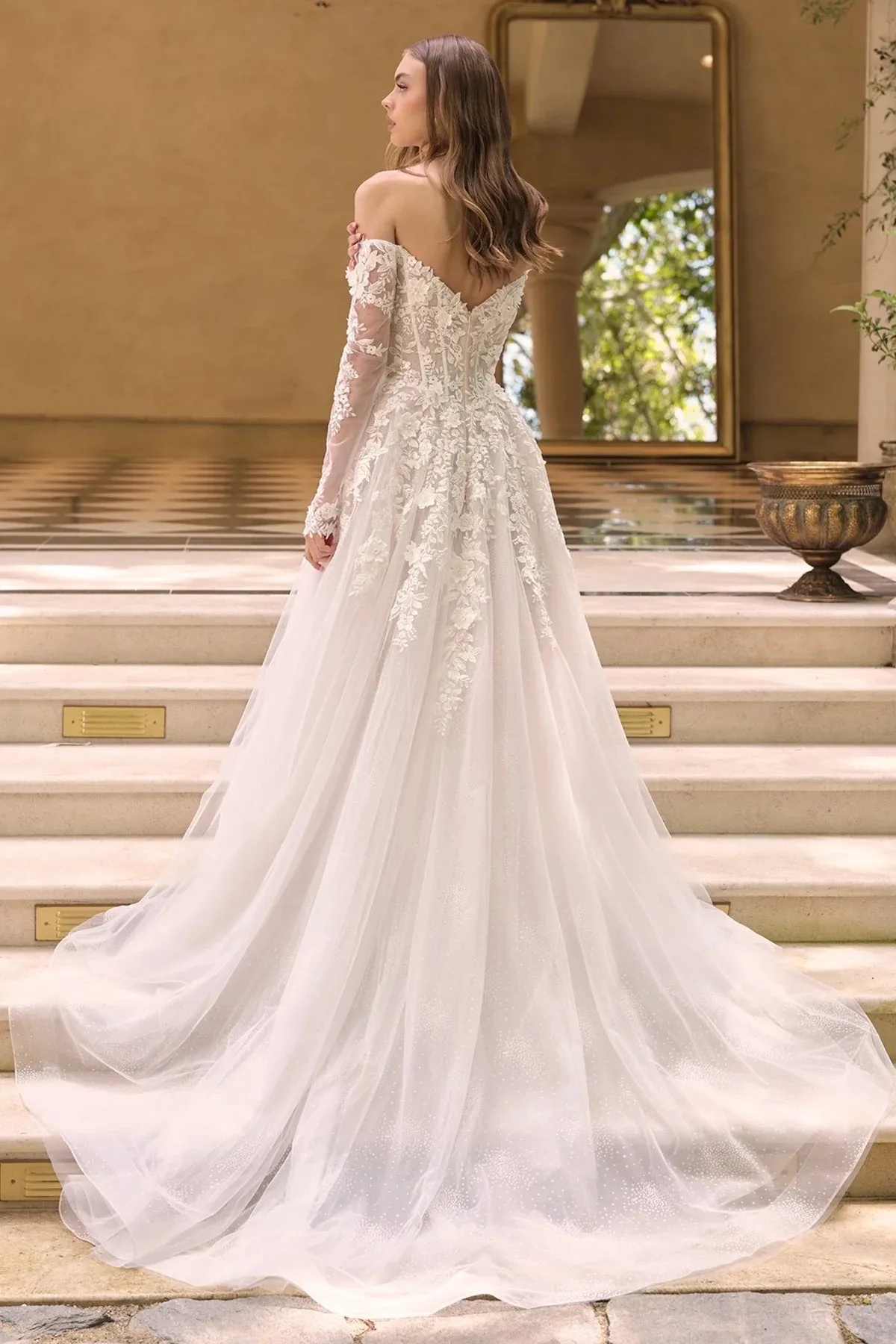 VESTIDO DE NOVIA CON MANGAS WL067, vista 2